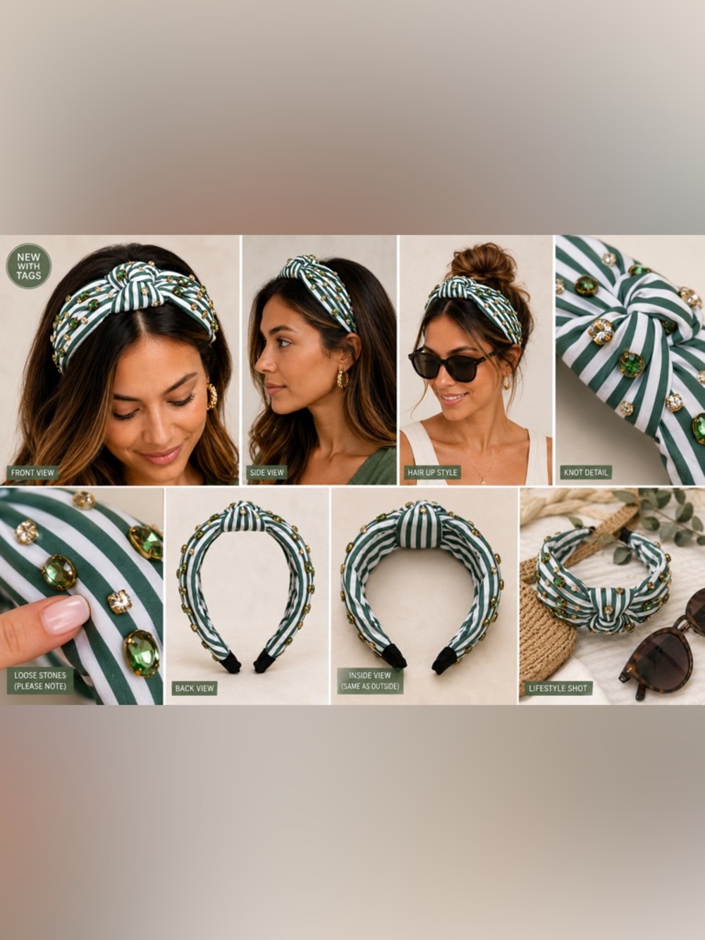 ✨ New With Tags Gem Embellished Knotted Headband ✨ - Picture 5 of 8